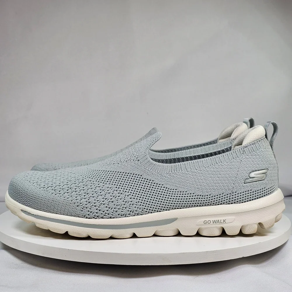 Skechers Go Walk Light Blue Knit Slip On Walking Shoes 125285 Womens 7.5